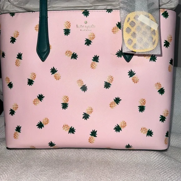 Kate Spade Pink Pineapple Tote, Wallet, and Make-Up Case Set - Picture 2 of 14
